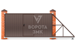 Ворота откатные с калиткой 2250×2550 ЗМК-7618