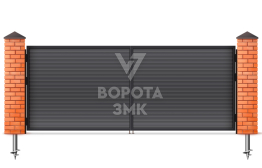 Распашные ворота 2750×2500 на сваях ЗМК-4935